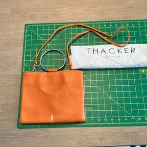 Thacker Vibrant Orange Leather Crossbody Bag 9.5 inches square
